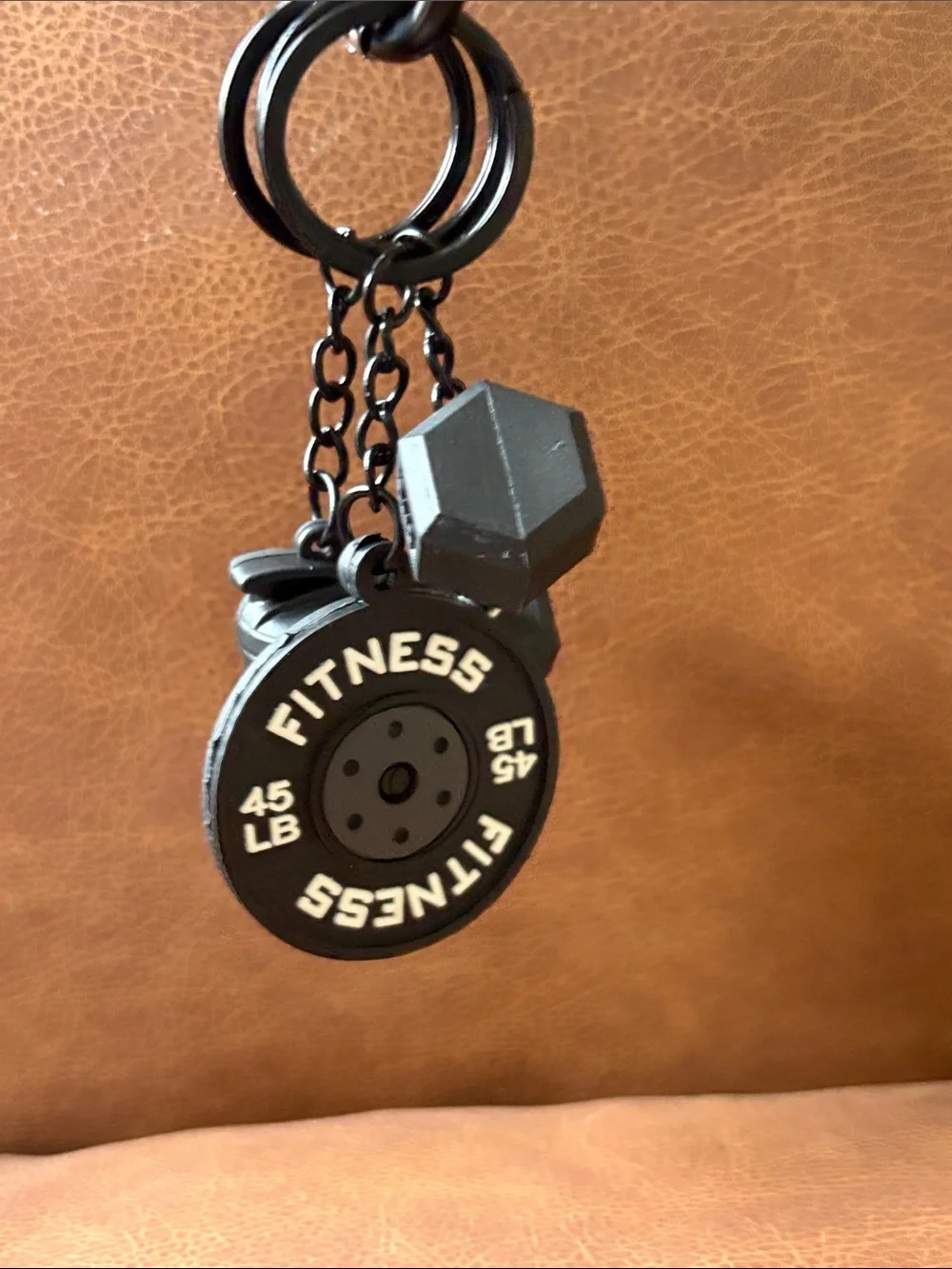 Black Fitness Keychain Set with Wrist Strap